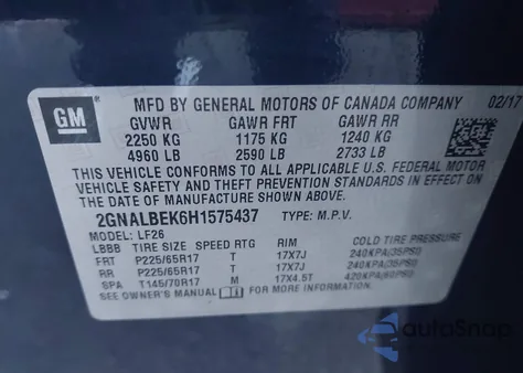 2017 Chevrolet Equinox Ls from USA, damaged, VIN 2GNALBEK6H1575437